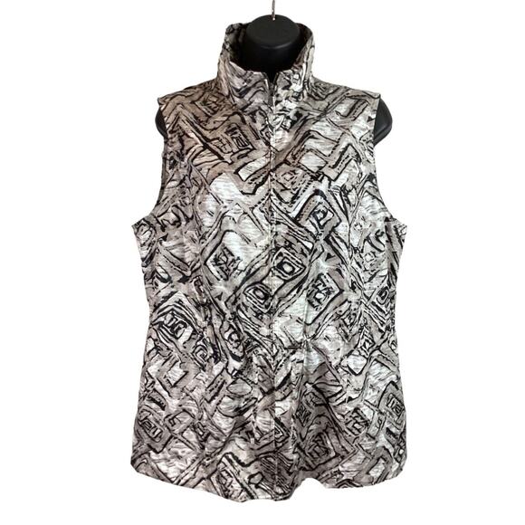 Weekends By Chicos Argyle Diamond Tan Lightweight Vest Cinch Waist Size 2 Large - Picture 1 of 10